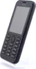 A black Nokia mobile phone is shown in a studio shot, angled on a clear stand against a white background. Produktbild-Vorschau