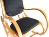 A close-up view of a rocking chair with a wooden frame and dark gray fabric upholstery, set against a white background. Produktbild-Vorschau