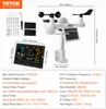 A weather station with its display and accessories, with dimensions and specifications shown. Produktbild-Vorschau