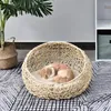 PawHut Katzenbett aus Rattan mit Kissen Katzenhöhle Produktbild-Vorschau 2