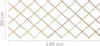 A wooden lattice fence with dimensions indicated. Produktbild-Vorschau