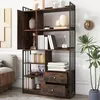 Libreria Sweiko, libreria a 6 ripiani con ante e cassetti Anteprima dell’immagine prodotto 6