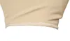 A close-up view of the hem of a beige fabric product, showing stitching detail. Voir les images du produit
