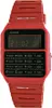 A red Casio calculator watch is shown against a white background. Náhled obrázku produktu