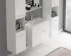 A modern white bathroom vanity set with a sink and storage cabinets. Anteprima dell’immagine prodotto