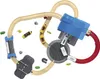 A toy train set with wooden tracks and colorful accessories. Podgląd zdjęcia produktu