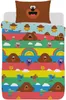 A bedding set with a pillow and duvet cover featuring cartoon characters and colorful stripes. Anteprima dell’immagine prodotto
