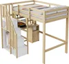 Lit superposé Merax 90x200 cm avec bureau et étagères, lit Voir les images du produit 5