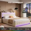 OYAJIA Polsterbett Doppelbett 140×200 mit Led Kopfteil und Produktbild-Vorschau 10