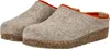 A pair of beige felt clogs with orange lining and cork soles are shown against a white background. Produktbild-Vorschau