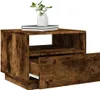 A wooden side table with an open drawer and books on top. Produktbild-Vorschau