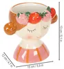 Blumentopf Mädchen Gesicht mit Erdbeeren Keramik Deko Produktbild-Vorschau 3