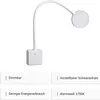 A white LED desk lamp with a flexible gooseneck and a square base with a power button symbol. Produktbild-Vorschau