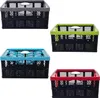 Four folding crates in different colors are displayed against a white background. Produktbild-Vorschau