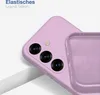 A close-up of a purple phone case, showing the camera cutouts and the interior lining. Produktbild-Vorschau