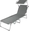 A gray foldable sun lounger with a canopy, shown on a white background. Náhled obrázku produktu