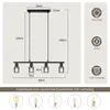 A diagram showing the dimensions of a black pendant light fixture, along with icons indicating its specifications and recommended bulb types. Anteprima dell’immagine prodotto