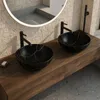 Ceramiczna umywalka owalna nablatowa czarna z żyłkami Podgląd zdjęcia produktu 7