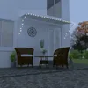 An outdoor patio scene at dusk with a retractable awning and seating. Náhľad obrázku produktu