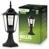 A black garden lamp and its packaging are shown side-by-side. Náhľad obrázku produktu