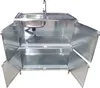 A stainless steel outdoor sink unit with two shelves and two doors. Produktbild-Vorschau