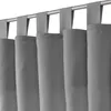 A close-up view of gray curtains hanging from a rod. Produktbild-Vorschau