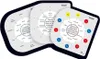 Three overlapping quiz game boards with text and colored circles. Produktbild-Vorschau