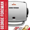 A George Foreman grill is shown with marketing text and logos. Podgląd zdjęcia produktu