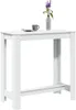 A white bar table with a vase of flowers and a cup of coffee on top, set against a white background. Produktbild-Vorschau