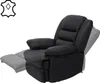 A black recliner chair with its footrest extended, shown on a white background. Podgląd zdjęcia produktu