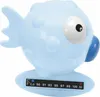 A light blue fish-shaped thermometer with a digital display on its base. Produktbild-Vorschau
