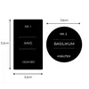 Two black labels with text and dimensions are shown on a white background. Produktbild-Vorschau