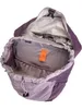 The inside of an open backpack, showing compartments and labels. Produktbild-Vorschau