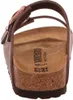 A close-up view of the inside of a brown Birkenstock sandal. Produktbild-Vorschau