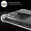 Close-up of a clear phone case on a black background, highlighting its protective features. Podgląd zdjęcia produktu
