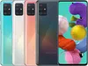 A collage of four Samsung Galaxy A51 smartphones in different colors, with one phone displaying a colorful abstract background on its screen. Produktbild-Vorschau