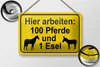 Blechschild Hinweis 18x12cm arbeiten 100 Pferde und 1 Esel Produktbild-Vorschau 3