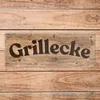 Metallschild Grillecke Aluminium, rustikale Holzoptik, Produktbild-Vorschau 6