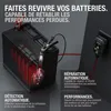 A car battery being charged by a NOCO Genius charger, with text overlays explaining features. Podgląd zdjęcia produktu