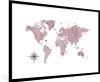 MuchoWow® MuchoWow® Gerahmtes Poster Weltkarte - Rosa - Produktbild-Vorschau 1