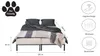 A bed with dimensions indicated and feature icons on the side. Produktbild-Vorschau
