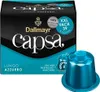 A product shot of Dallmayr Capsa Lungo Azzurro XXL coffee capsules packaging and one capsule. Náhľad obrázku produktu