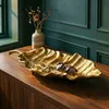 WOHNLING Dekoschale Blatt Aluminium Gold Schale 67cm Produktbild-Vorschau 2