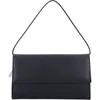 A black clutch bag with a thin strap, shown against a white background. Produktbild-Vorschau