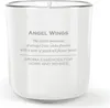 A white glass candle with text on it. Voir les images du produit