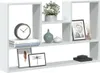 A white modular shelf unit displaying various decorative items. Voir les images du produit