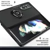 A black phone case with a ring holder is shown on a partially opened foldable phone. Produktbild-Vorschau