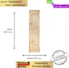 A single wooden door with dimensions shown is presented against a white background. Text overlays provide product details and branding. Produktbild-Vorschau