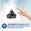 A hand is pointing towards a pile of coal, with text and a radiation symbol below. Produktbild-Vorschau