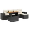 6-tlg. Garten-Sofagarnitur mit Kissen Schwarz Poly Rattan Produktbild-Vorschau 1